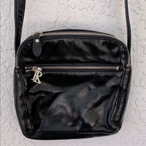 Vintage Ralph Lauren Black Leather  dual zipper Crossbody Bag